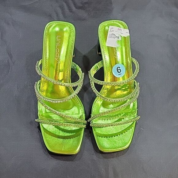 BRAND NEW UNILODY MULTI-STRAP SLIP-ON SQUARE TOE BLOCK  HEEL SANDAL - Picture 2 of 16